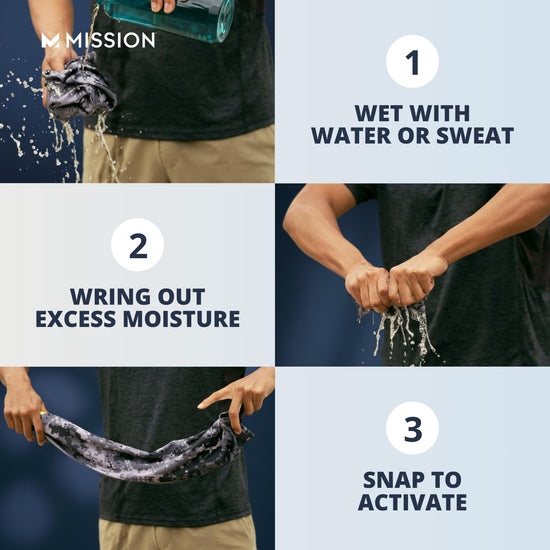 MISSION cooling towel — soft microfiber with UPF 50 protection and machine washable