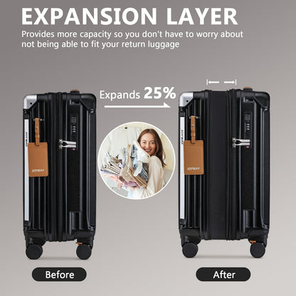 Joyway suitcase — Expandable with smart luggage cup holder and USB port