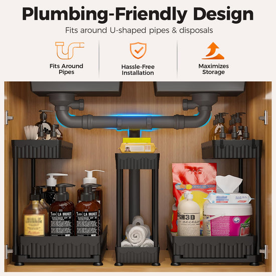 Sevenblue caddy — 3 pack multi-purpose pull-out organizers for bathroom and kitchen
