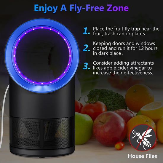 Fruit Fly Trap for Indoors, Fly Traps for Home Gnat Traps House Indoor, Indoor Insect Trap with Timer, Pack of 10 Refills (Blue)
