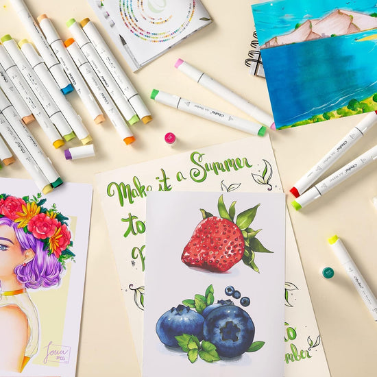 Ohuhu marking pen — double tipped with refillable alcohol-based ink, 120 colors