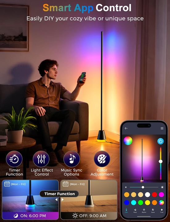 Alfolive RGB lamp — Smart LED corner lamp with music sync and remote control