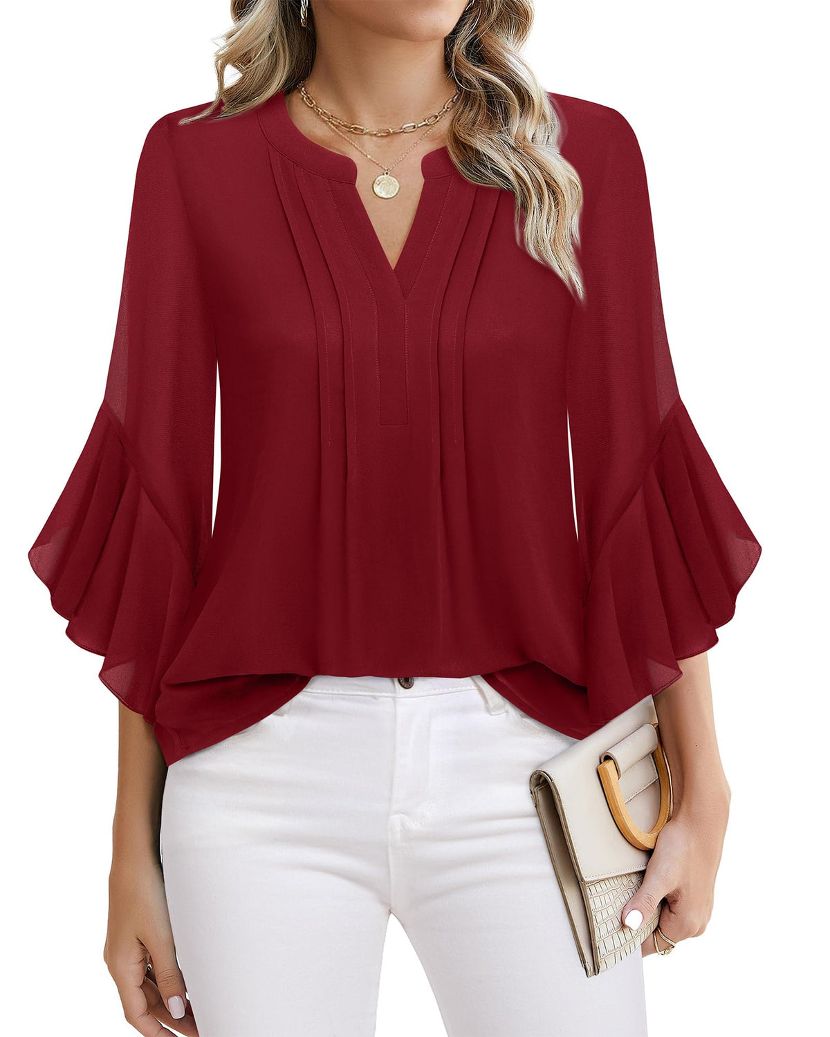 Timeson women's 3/4 sleeve dressy casual shirt - elegant design