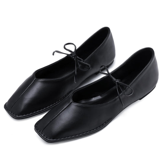 VorisVina ballet flats — lace up square toe with cute bow detail
