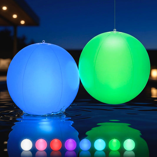 HAPIKAY solar floating pool lamp – 14 inch waterproof LED color changing orbs