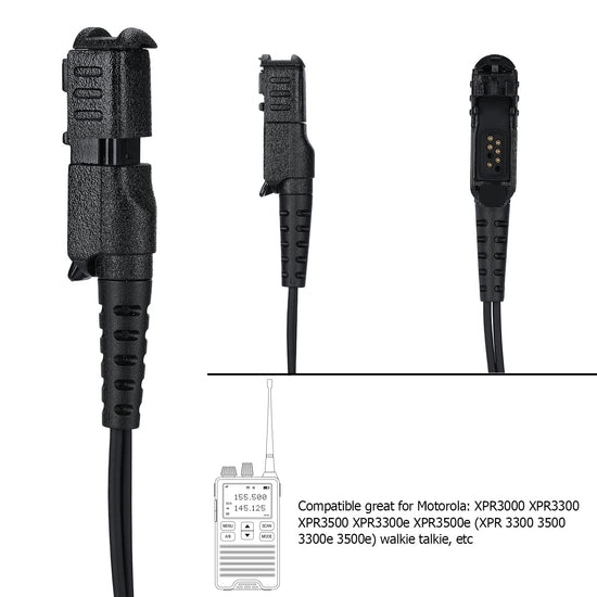 Compatible with Motorola XPR 3500e Earpiece,XPR 3300e XPR3500 XPR3000 XPR3300 Acoustic Tube Headset Noise Reduction Surveillance Earpiece Kit Black