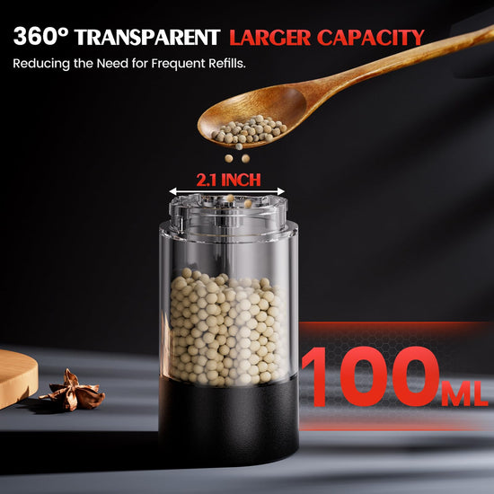 Seasoning mill — Electric salt and pepper grinder set with adjustable coarseness