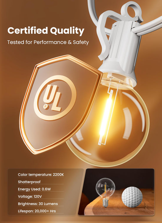 Outdoor string lights — Waterproof connectable hanging lights with Edison bulbs