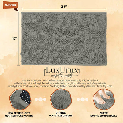 LuxUrux rug — Extra-soft plush microfiber bath mat with super absorbent shaggy design