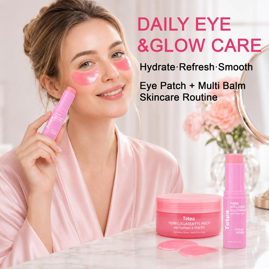 Tetea PDRN Pink Collagen Multi Balm Stick & Under Eye Patch Set, 0.32 oz