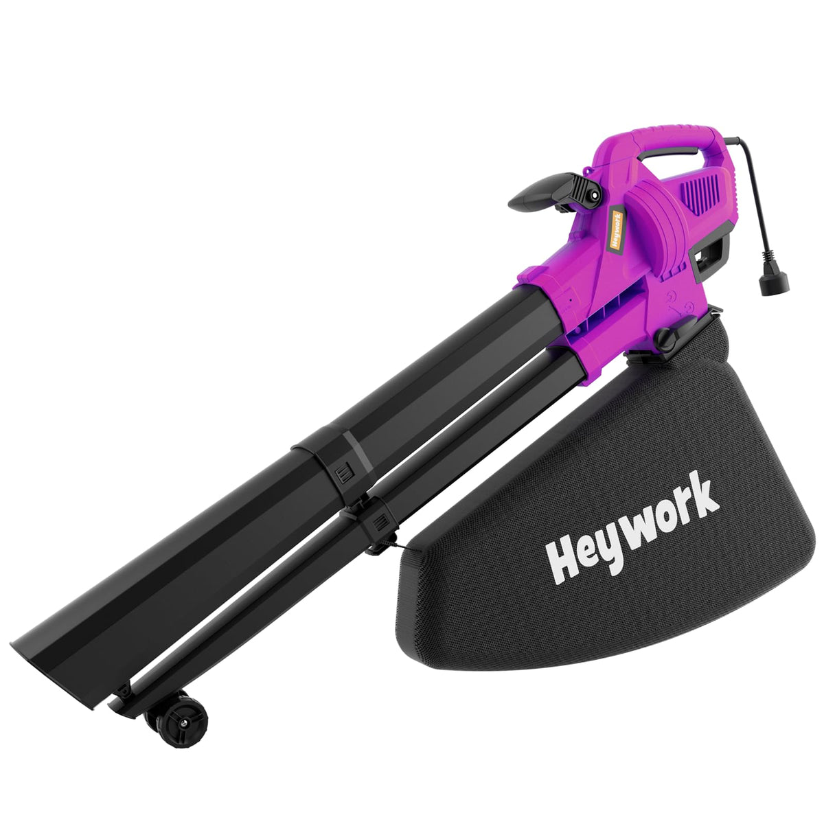Heywork Corded Electric Leaf Blower Vacuum, Tool-Free Mode Conversion for Garden Maintenance, Purple
