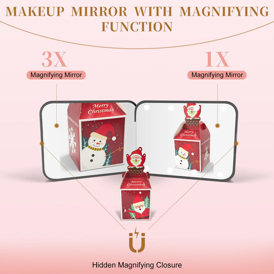 Kakuje compact mirror — 1X/3X magnification with LED light and internal battery
