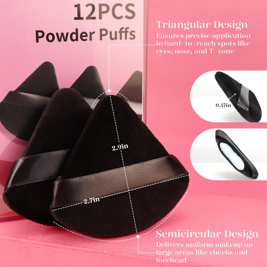 Cosmetic sponge — 12-piece triangle makeup puff set by Beakey