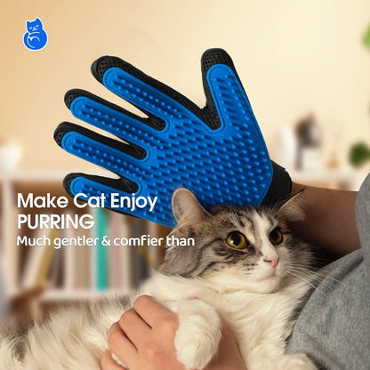 Upgrade pet grooming gloves - gentle shedding mittens for dogs, cats and horses - 1 pair