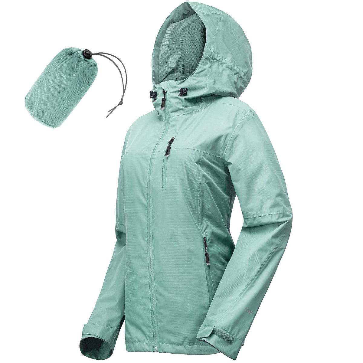Packable rain jacket — Lightweight waterproof coat with hood for cycling and biking