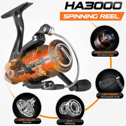 PLUSINNO fishing rod and reel combo - telescopic and collapsible design for travel