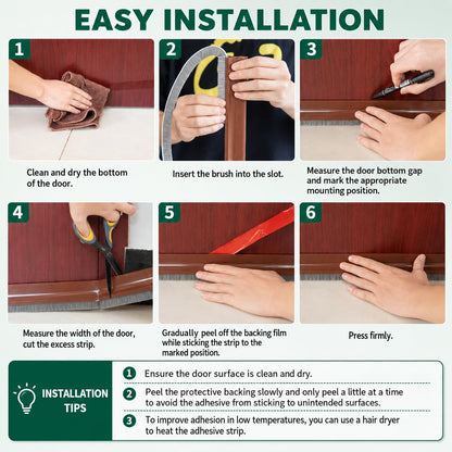 Door Draft Stopper with Brush, 39" Door Sweep for Bottom of Door, 1 Pack