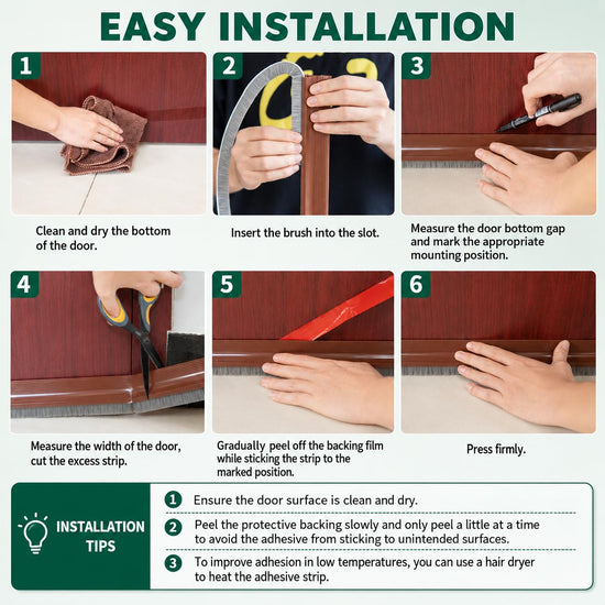 Door Draft Stopper with Brush, 39" Door Sweep for Bottom of Door, 1 Pack
