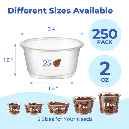 Fit Meal Prep condiment cups — BPA free and stackable for portioning and samples