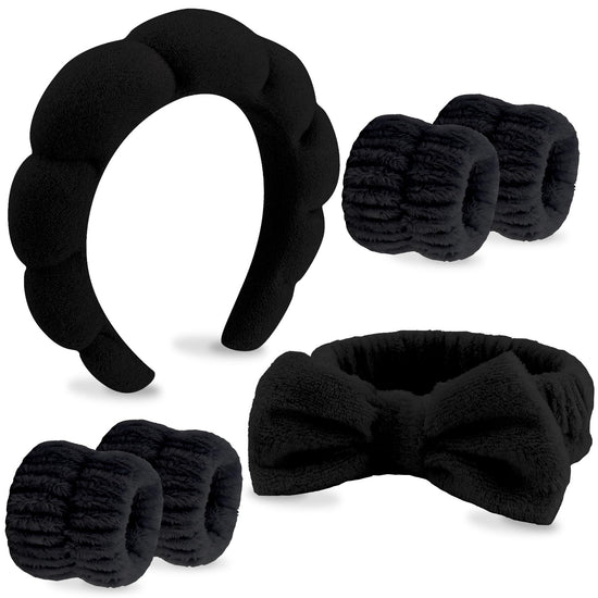 VELSCRUN hairband set with bow tie design for spa and skincare use.