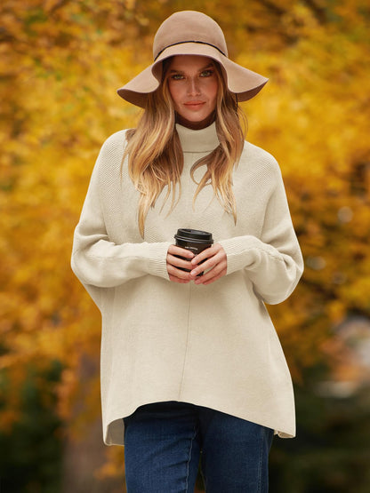 Sweater — Oversized turtleneck batwing style for casual wear