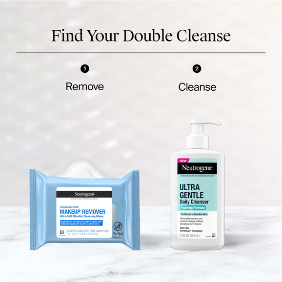 Neutrogena skin cleaning wipes — gentle micellar formula in plant-based cloth, 2 pack of 25 ct.