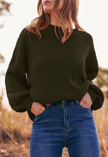 PRETTYGARDEN Womens Sweaters Spring 2026 Oversized Chunky Knitted Pullover Sweater Casual Long Sleeve Crewneck Cute Sweaters