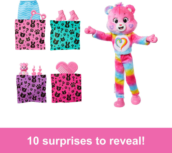 Barbie toy figure — Cutie reveal care bears doll with 10 surprises and mini bear