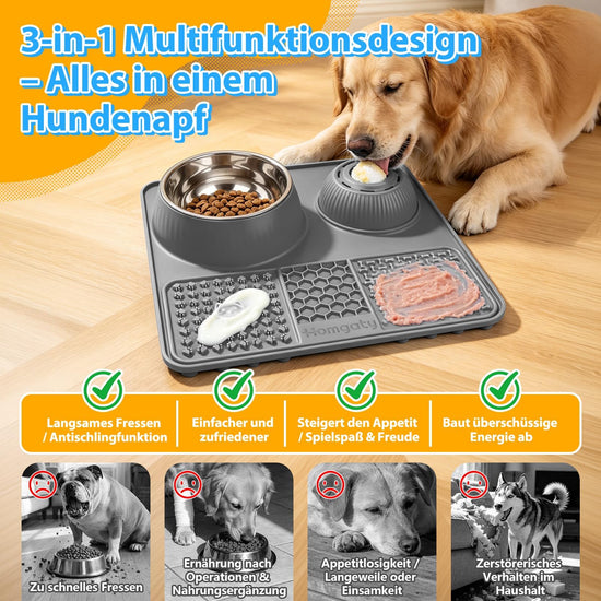 Homgaty pet feeder — 3-in-1 lick bowl with anti-slip design and rolling ball