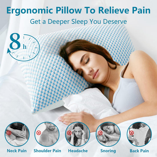 KELTARO shredded memory foam pillows — set of 2 pack