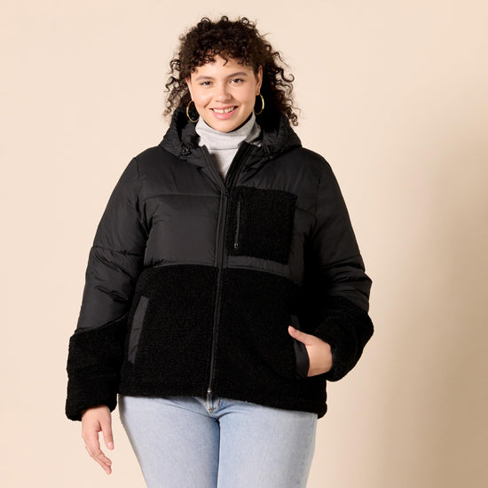 Amazon Essentials outerwear - women's full-zip sherpa fleece hooded puffer jacketAmazon Essentials outerwear - women's full-zip sherpa fleece jacket