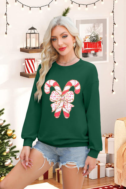 Sweatshirt — Christmas candy canes graphic design for women