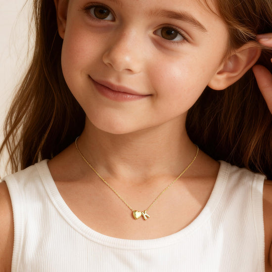 M MOOHAM heart initial necklace - 14K gold-plated tiny heart design for girls