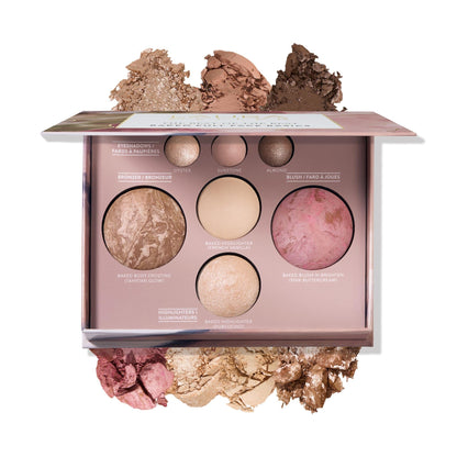Face shaping makeup — 7-in-1 baked palette with bronzer, blush and eyeshadows