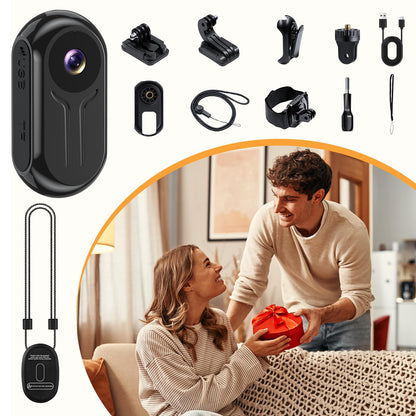 eovas 2K Mini Body Camera with 0.85" Screen,Thumb Size Small POV Camera with WiFi,Tiny Wearable Action Camera Magnetic Camcorder for Vlogging Work Cycling Motorcycle Pet Travel