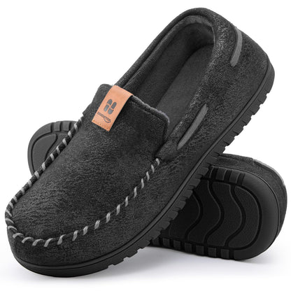 HomeTop men's suede moccasin slippers - memory foam and warm lining.