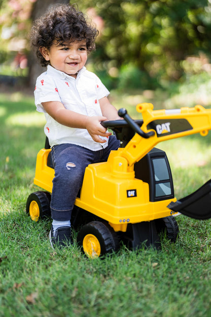 Ride on toy — Caterpillar excavator with rotating bucket and storage for kids