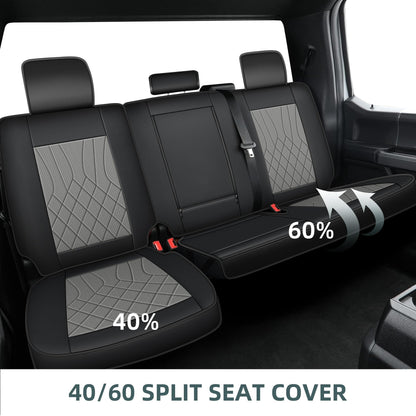 Vehicle seat covers - AOMSAZTO black and grey set for Chevy Silverado and GMC Sierra 1500 2500HD 3500HD 2019-2024 Crew Cab