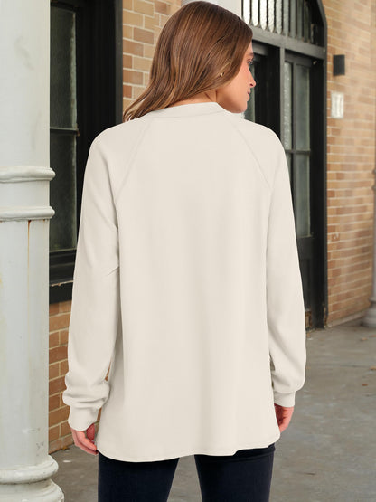 ANRABESS long sleeve henley shirt - casual button pullover with slit detail