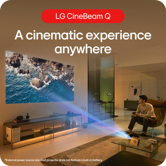 LG CineBeam Q HU710PB video projector — 4K resolution with auto screen adjustment and focus