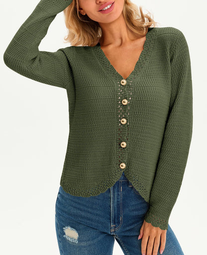 Saodimallsu women's v neck cardigan sweater — cropped boho knit design