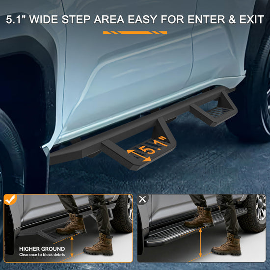 TIEZFUL Running Boards Fit for Toyota 4Runner 2010-2024 (Including 2014-2024 SR5 & 2015-2024 TRD PRO & 2017-2024 TRD Off-Road) Without Side Skirts, Drop Down Side Steps Nerf Bars Rock Silders Rails