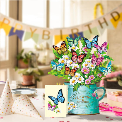 Airpark paper pop up flower card - Forever flower design with note and envelope
