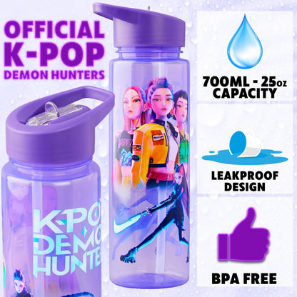 KPop Huntrix water bottle - 25oz leak proof with straw lid for girls