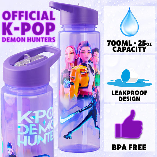 KPop Huntrix water bottle - 25oz leak proof with straw lid for girls
