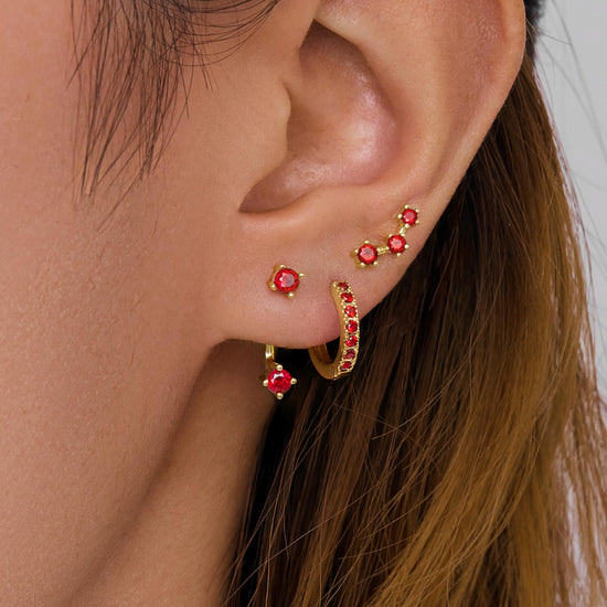 3 pairs dainty small 4th of July earrings — trendy birthstone stud huggie hoop set for women