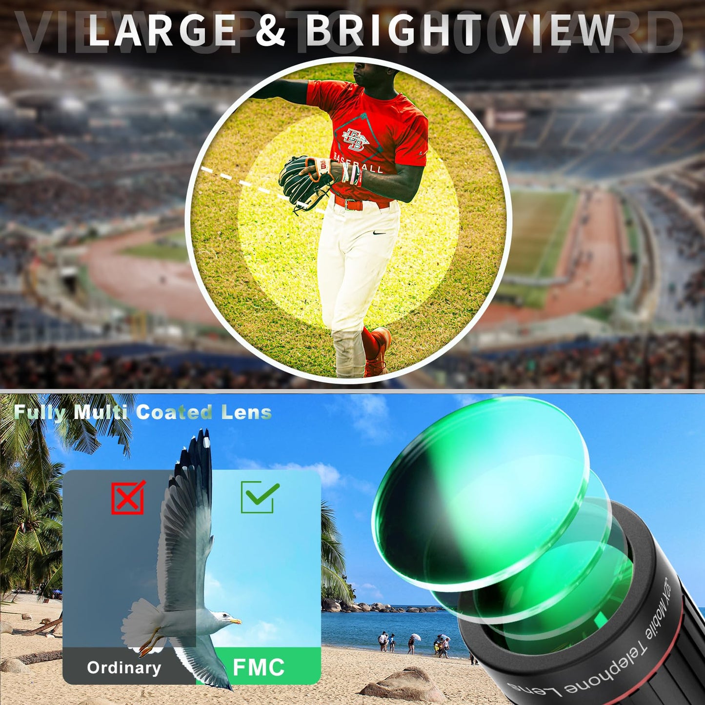 2025 Newly 32X Phone Camera Lens Telephoto Mobile Lens for iPhone and Android Zoom Cellphone Camera Lens with Phone Clip for Picture Video Taking (Black)