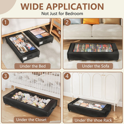 Storage box — Under bed organizer with wheels and lid by AUING, 2 pack