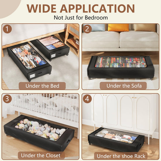 Storage box — Under bed organizer with wheels and lid by AUING, 2 pack