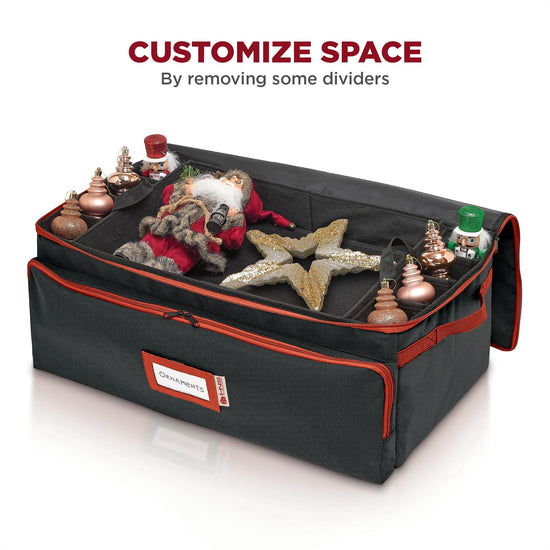 Premium ornament storage box - Holds up to 72 ornaments with adjustable compartments